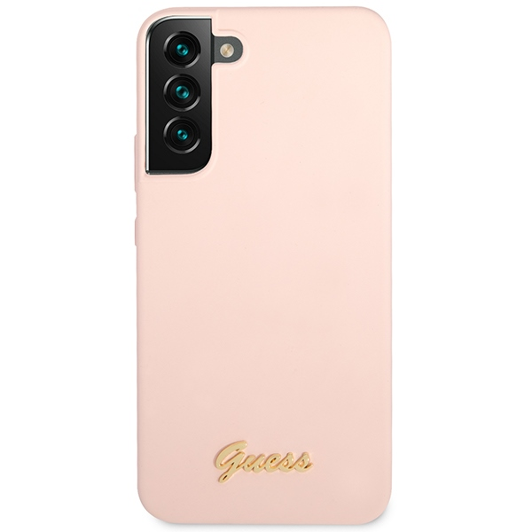 Guess Silicone Script Metal Logo - dėklas skirtas Samsung Galaxy S23+ Rožinė