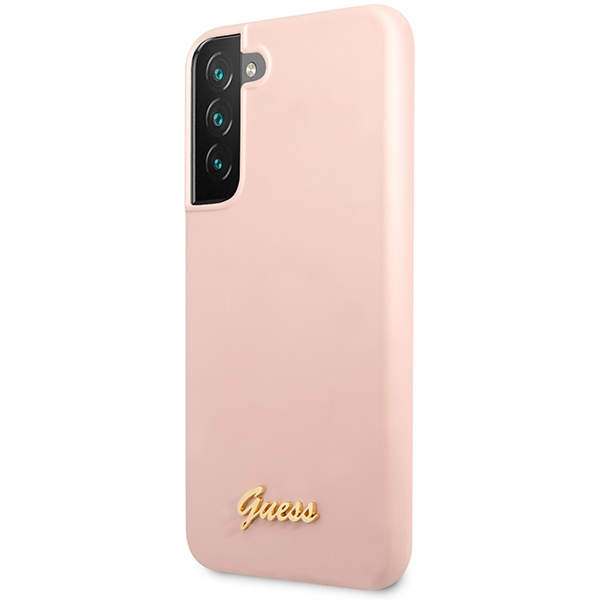 Guess Silicone Script Metal Logo - dėklas skirtas Samsung Galaxy S23+ Rožinė
