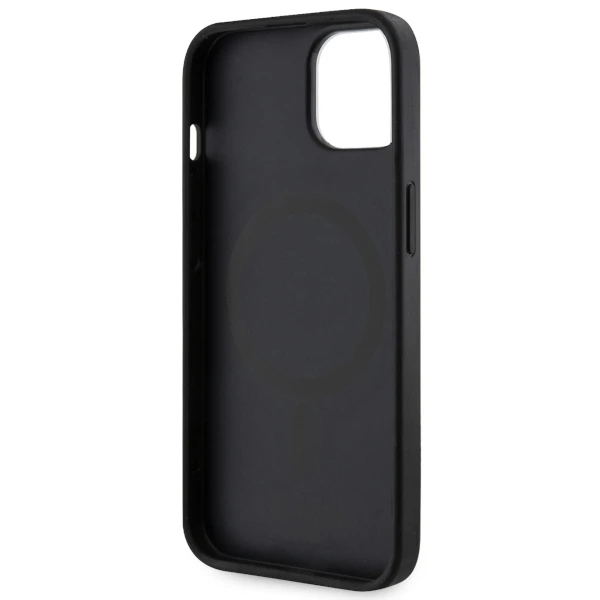 Guess telefono dėklas iPhone 14 Plus 6,7 GUHMP14MP4RPSK juodas hartelefono dėklas Magsafe 4G Printed Stripes