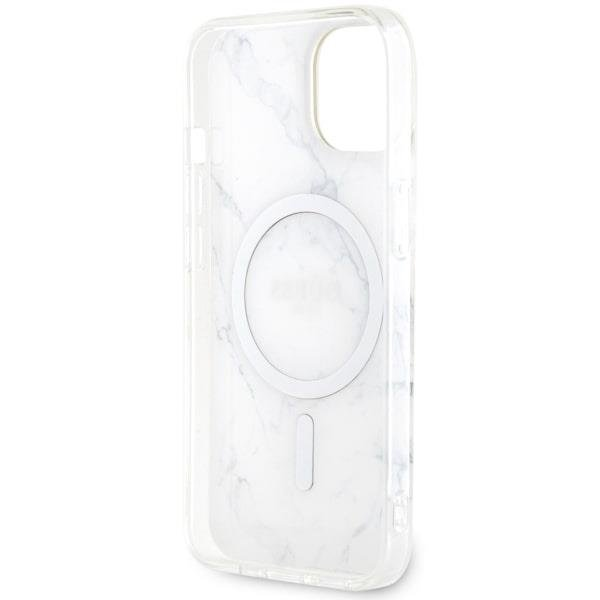 Apple iPhone 14 Guess dėklas Marble MagSafe (GUHMP14SPCUMAH) baltos spalvos