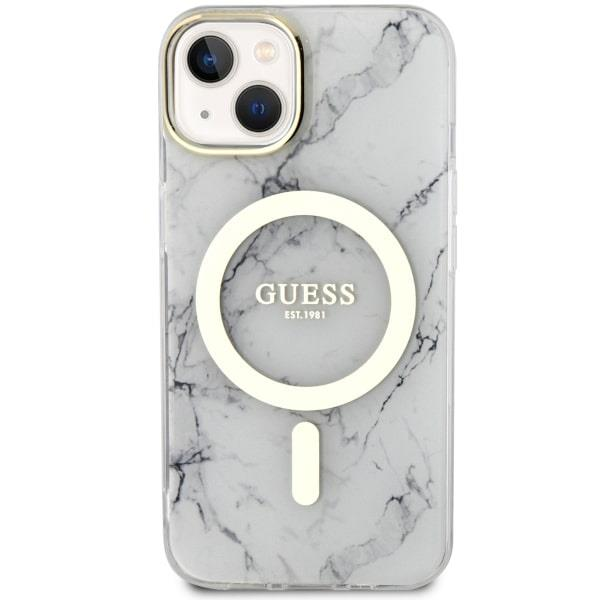 Apple iPhone 14 Guess dėklas Marble MagSafe (GUHMP14SPCUMAH) baltos spalvos
