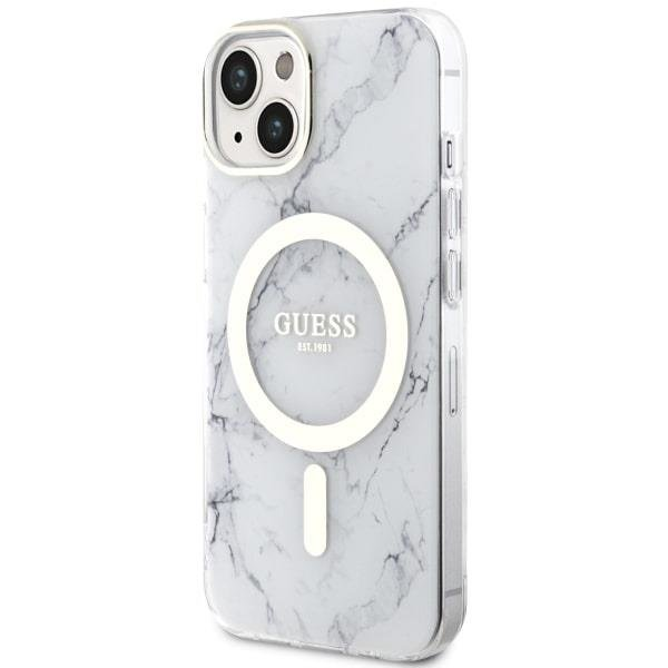Apple iPhone 14 Guess dėklas Marble MagSafe (GUHMP14SPCUMAH) baltos spalvos
