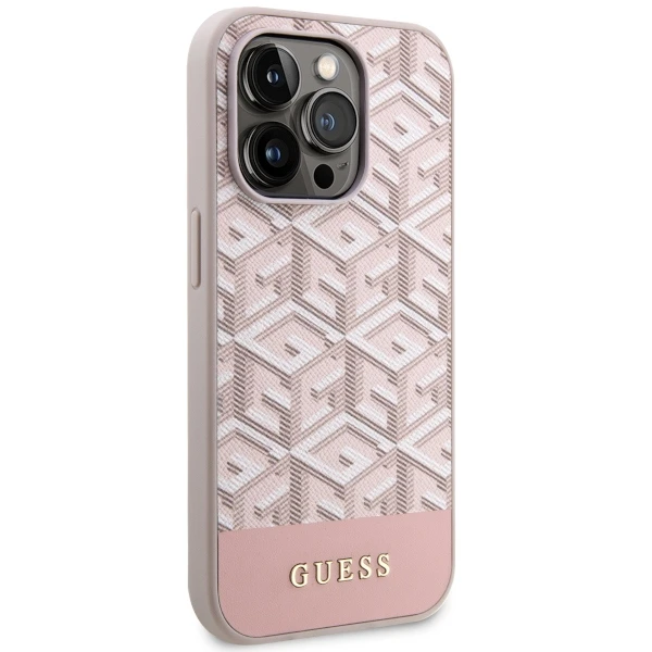 Dėklas GUESS GUHMP14XHGCFSEP IPHONE 14 PRO MAX 6.7 "Rožinis/Rožinis HARD CASE GCUBE STRIPES MAGSAFE