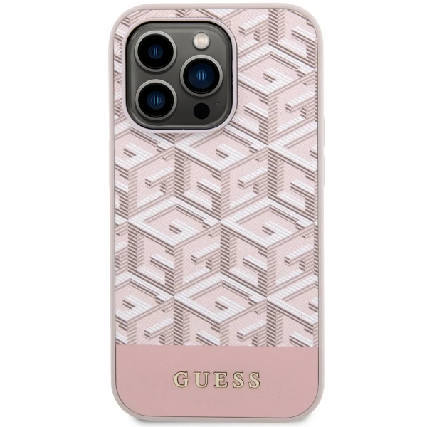 Dėklas GUESS GUHMP14XHGCFSEP IPHONE 14 PRO MAX 6.7 "Rožinis/Rožinis HARD CASE GCUBE STRIPES MAGSAFE