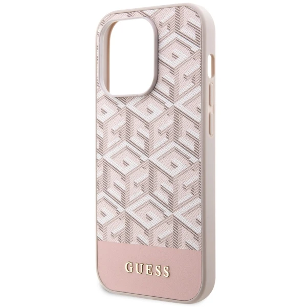 Dėklas GUESS GUHMP14XHGCFSEP IPHONE 14 PRO MAX 6.7 "Rožinis/Rožinis HARD CASE GCUBE STRIPES MAGSAFE
