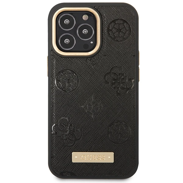 „Guess Peony Logo Plate MagSafe“ dėklas, skirtas iPhone 14 Pro Max 6.7" - Juodas