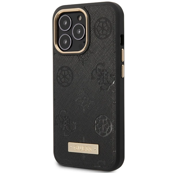 „Guess Peony Logo Plate MagSafe“ dėklas, skirtas iPhone 14 Pro Max 6.7" - Juodas