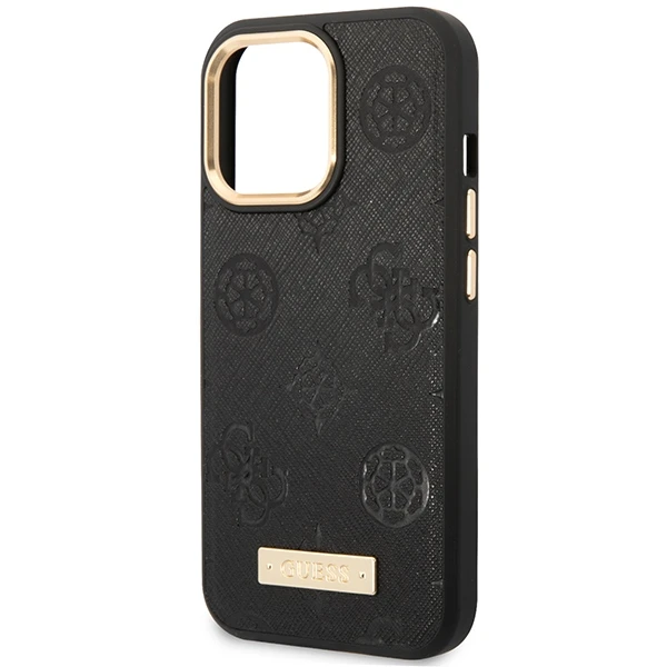 „Guess Peony Logo Plate MagSafe“ dėklas, skirtas iPhone 14 Pro Max 6.7" - Juodas