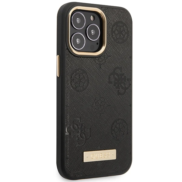 „Guess Peony Logo Plate MagSafe“ dėklas, skirtas iPhone 14 Pro Max 6.7" - Juodas