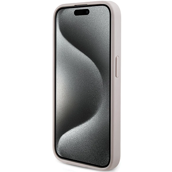 Guess GUHMP15XG4GFRP Apple iPhone 15 Pro Max 6.7" rožinės spalvos harddėklas 4G Collection Leather Metal Logo Mag