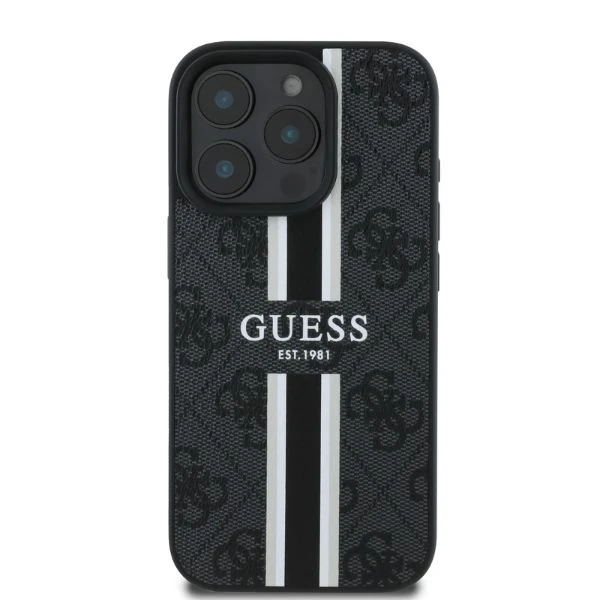 Guess 4G Printed Stripes MagSafe Apple iPhone 16 Pro Max - dėklas telefonui juodos spalvos