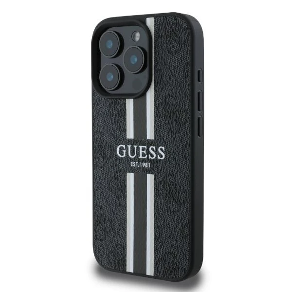 Guess 4G Printed Stripes MagSafe Apple iPhone 16 Pro Max - dėklas telefonui juodos spalvos
