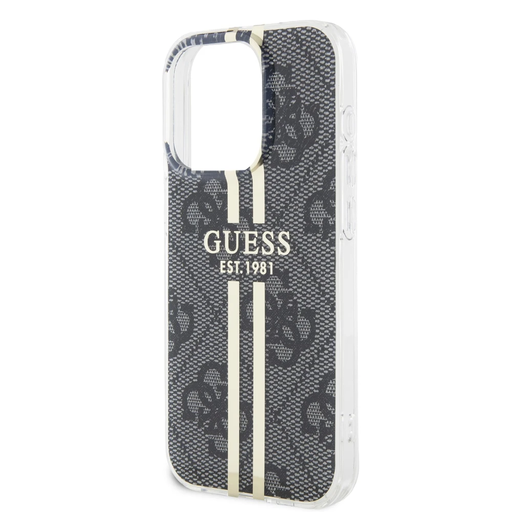 Dėklas GUESS GUHCP15XH4SGK IPHONE 15 PRO MAX 6.7 "Juodas/Juodas HARDCASE IML 4G GOLD STRIPE