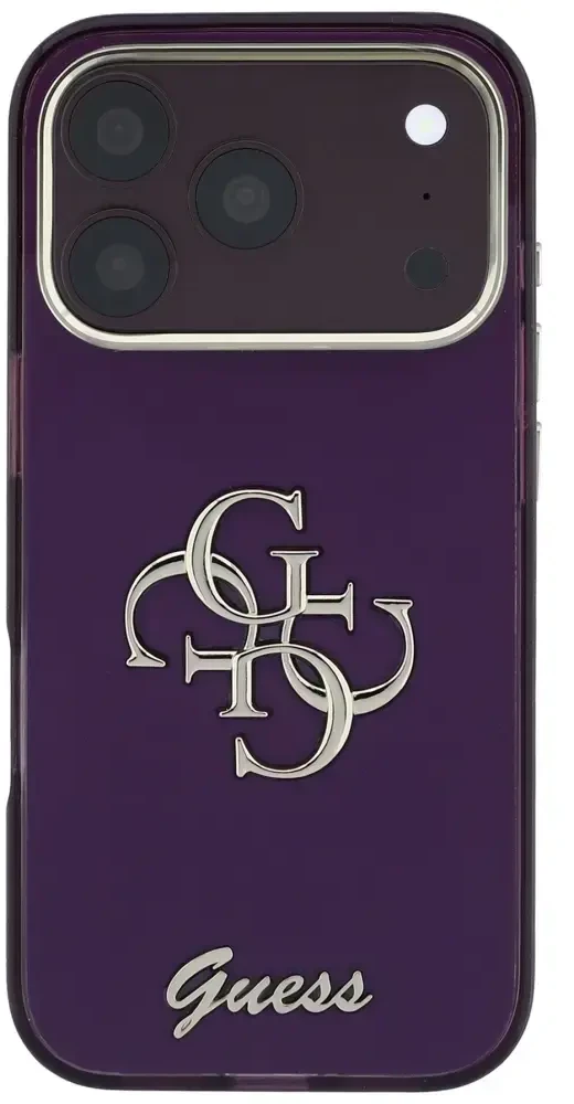 Dėklas Guess IML 4G Script Metal case for iPhone 17 Pro / 18 Pro - burgundy