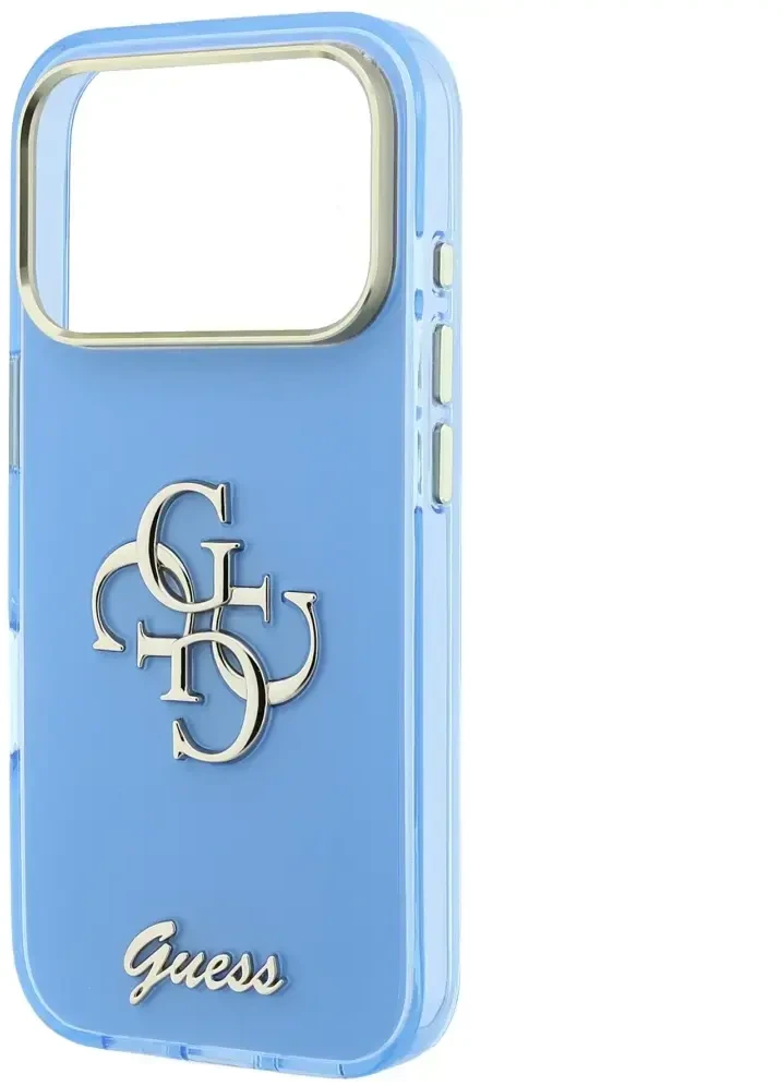 Dėklas Guess IML 4G Script Metal Case for iPhone 17 Pro / 18 Pro - Light Mėlyna