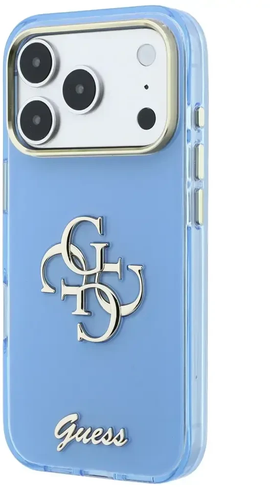 Dėklas Guess IML 4G Script Metal Case for iPhone 17 Pro / 18 Pro - Light Mėlyna