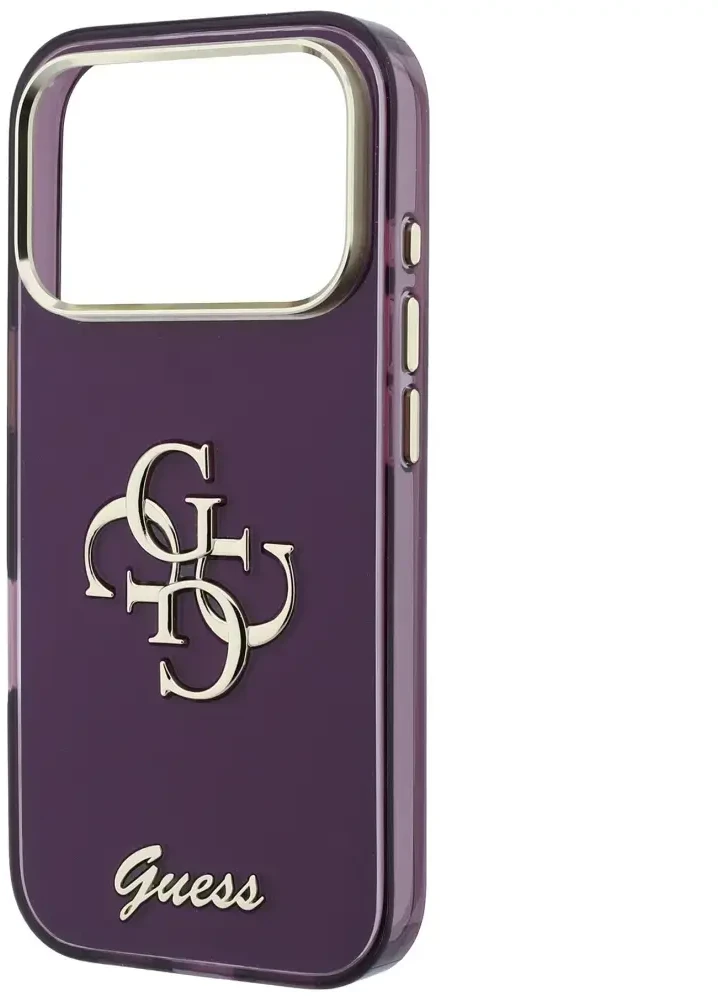 Dėklas Guess IML 4G Script Metal case for iPhone 17 Pro / 18 Pro - burgundy