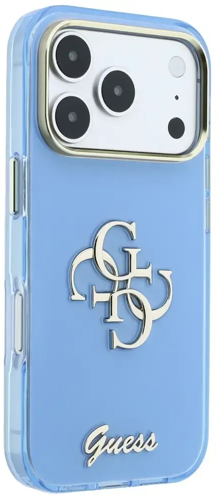 Dėklas Guess IML 4G Script Metal Case for iPhone 17 Pro / 18 Pro - Light Mėlyna