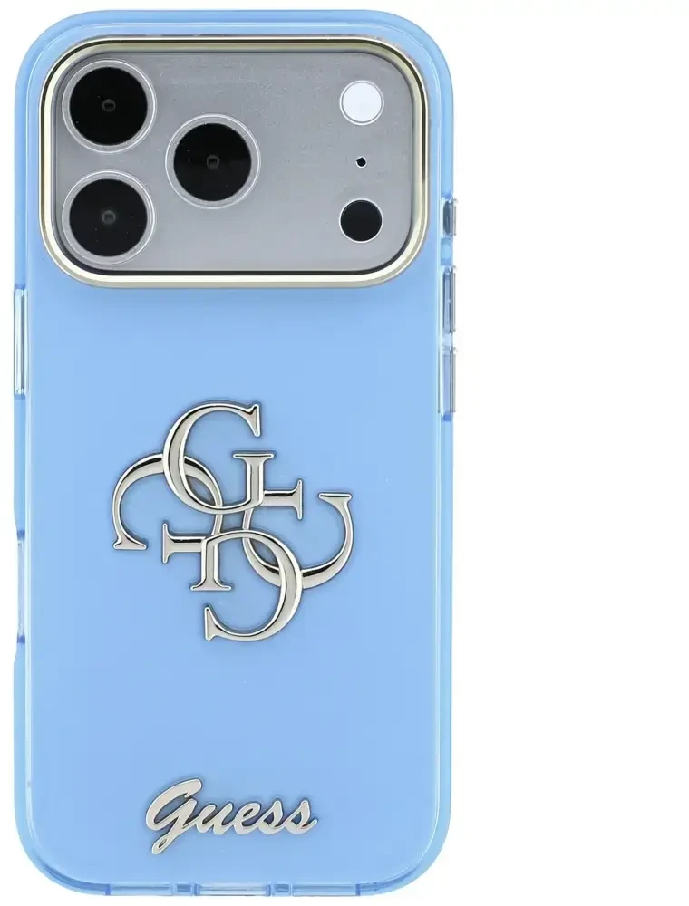 Dėklas Guess IML 4G Script Metal Case for iPhone 17 Pro / 18 Pro - Light Mėlyna
