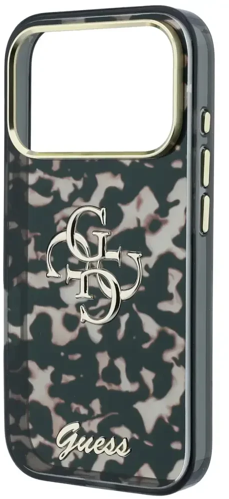 Dėklas Guess IML 4G Script Metal Case for iPhone 17 Pro Max / 18 Pro Max - Juodas and Brown