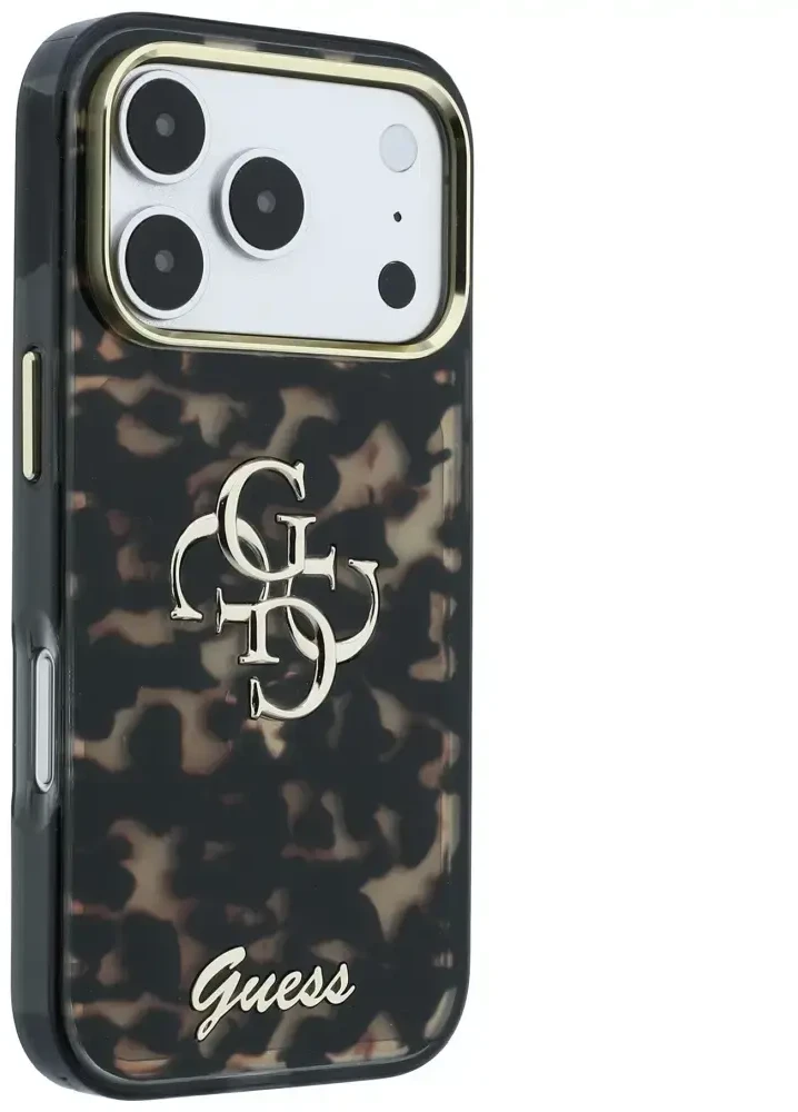 Dėklas Guess IML 4G Script Metal Case for iPhone 17 Pro Max / 18 Pro Max - Juodas and Brown