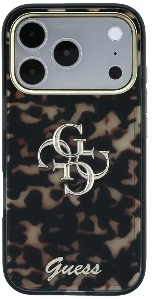 Dėklas Guess IML 4G Script Metal Case for iPhone 17 Pro Max / 18 Pro Max - Juodas and Brown