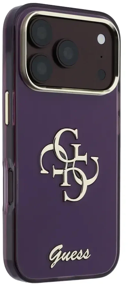 Dėklas Guess IML 4G Script Metal case for iPhone 17 Pro / 18 Pro - burgundy