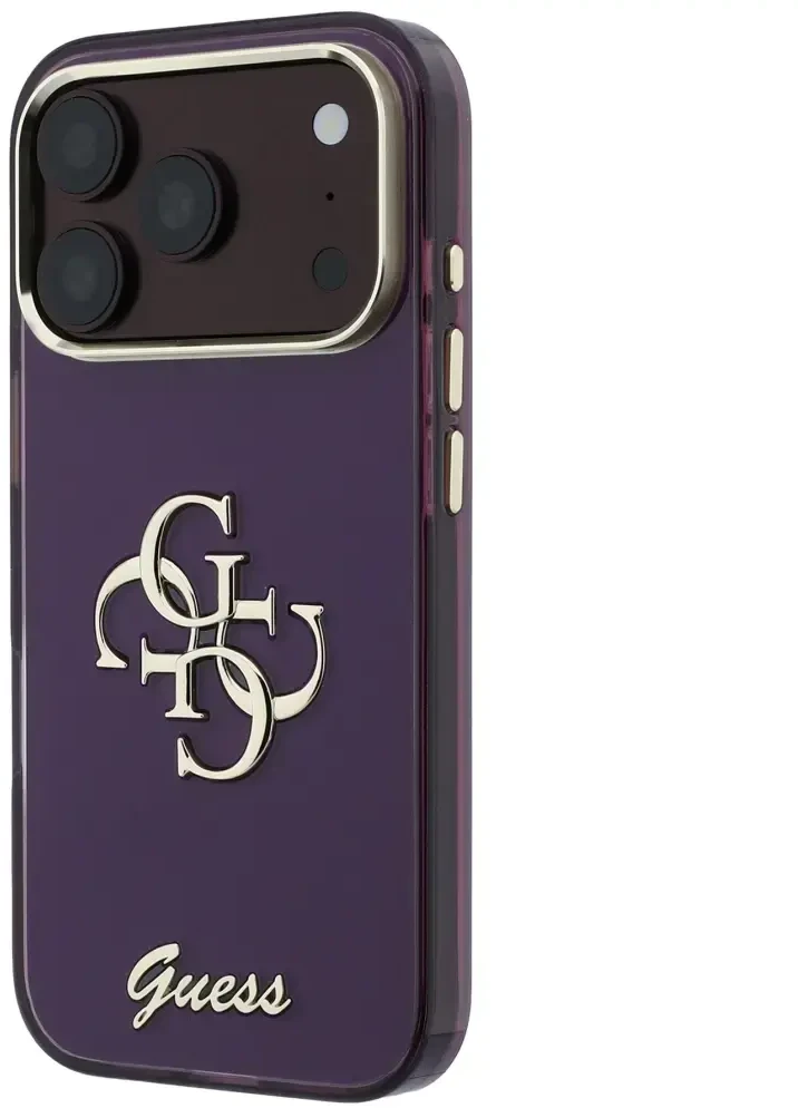 Dėklas Guess IML 4G Script Metal case for iPhone 17 Pro / 18 Pro - burgundy
