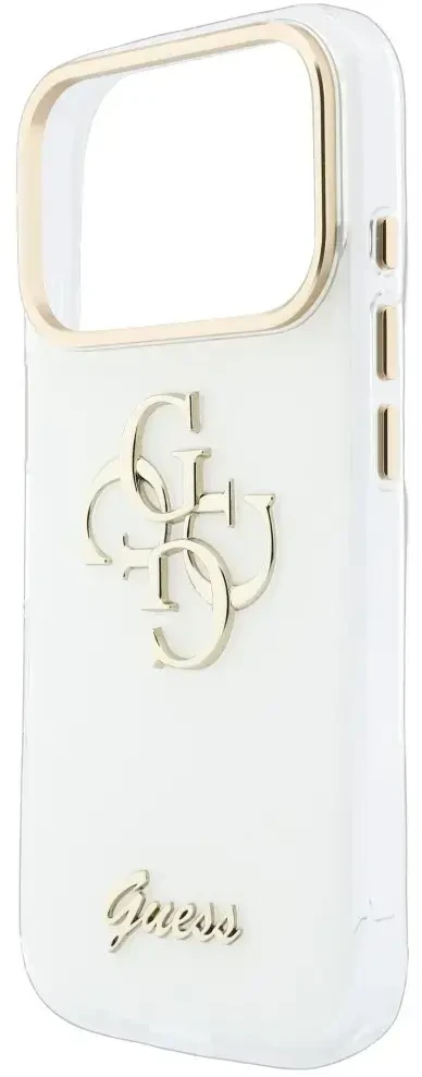 Dėklas Guess IML 4G Script Metal do iPhone 18 Pro Max / 17 Pro Max balta