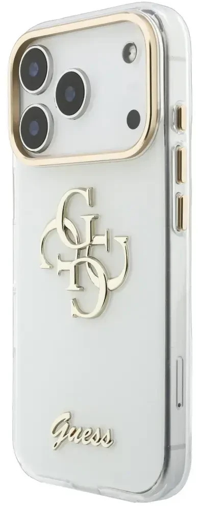 Dėklas Guess IML 4G Script Metal do iPhone 18 Pro / 17 Pro balta