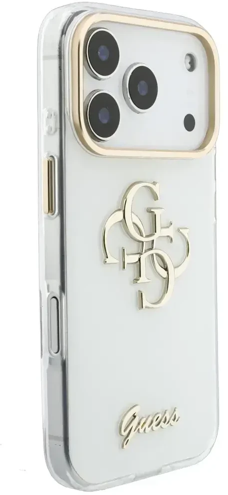 Dėklas Guess IML 4G Script Metal do iPhone 18 Pro / 17 Pro balta