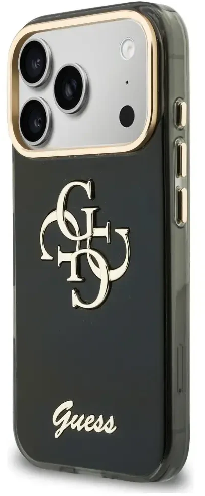 Dėklas Guess IML 4G Script Metal do iPhone 18 Pro Max / 17 Pro Max juoda
