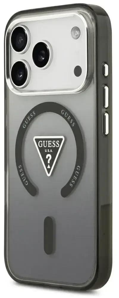 Dėklas Guess IML Gradient Triangle Logo MagSafe do iPhone 18 Pro Max / 17 Pro Max juoda
