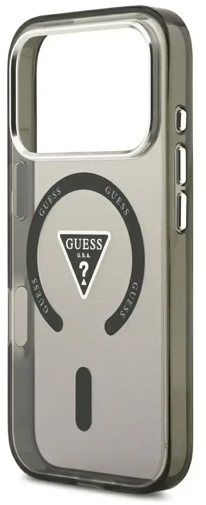 Dėklas Guess IML Gradient Triangle Logo MagSafe do iPhone 18 Pro Max / 17 Pro Max juoda
