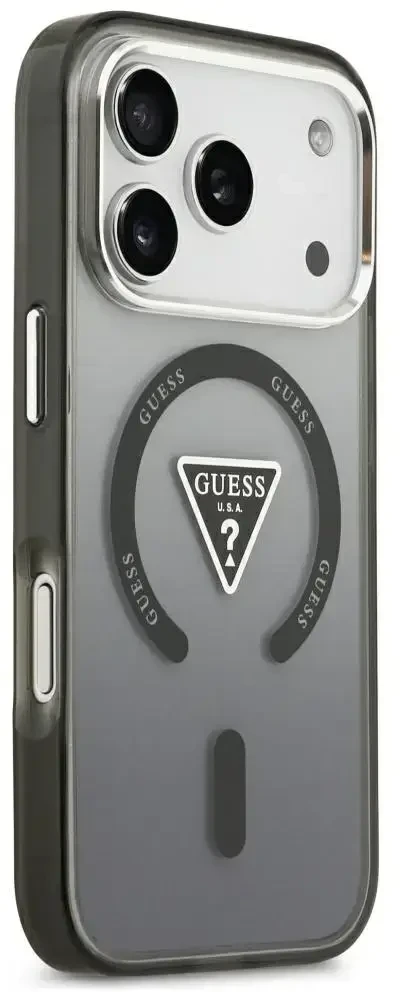 Dėklas Guess IML Gradient Triangle Logo MagSafe do iPhone 18 Pro Max / 17 Pro Max juoda