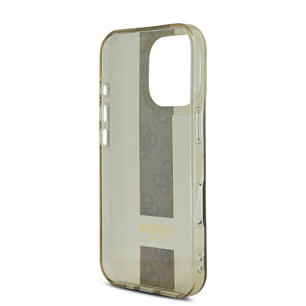 Guess IML Middle 4G Stripe Apple iPhone 16 Pro Max dėklas telefonui rudos spalvos