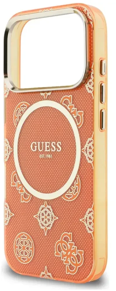 „Guess IML Peony Dot MagSafe“ dėklas, skirtas iPhone 17 Pro – oranžinis