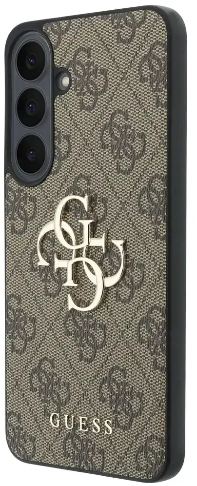 Dėklas Guess Leather 4G Metal Logo do Samsung Galaxy S26 FE ruda