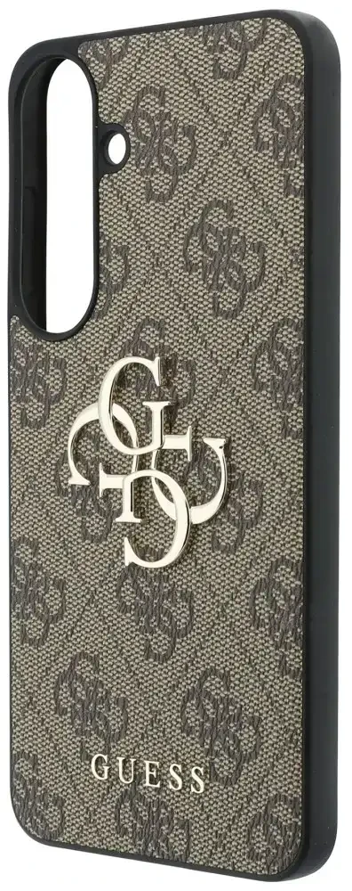 Dėklas Guess Leather 4G Metal Logo do Samsung Galaxy S26 FE ruda