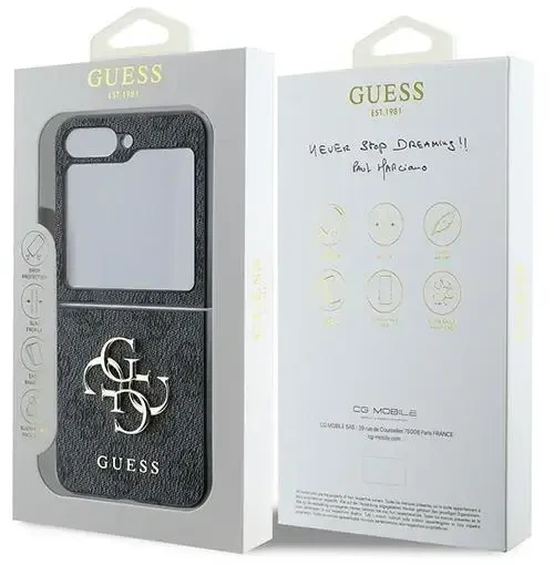 Guess PU 4G Metal Logo Samsung Galaxy Z Flip6 dėklas telefonui pilkos spalvos
