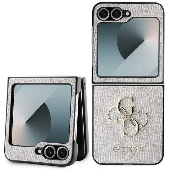 Guess PU 4G Metal Logo dėklas skirtas Samsung Galaxy Z Flip 6/7 FE rožinės spalvos