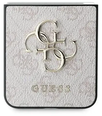 Guess PU 4G Metal Logo dėklas skirtas Samsung Galaxy Z Flip 6/7 FE rožinės spalvos