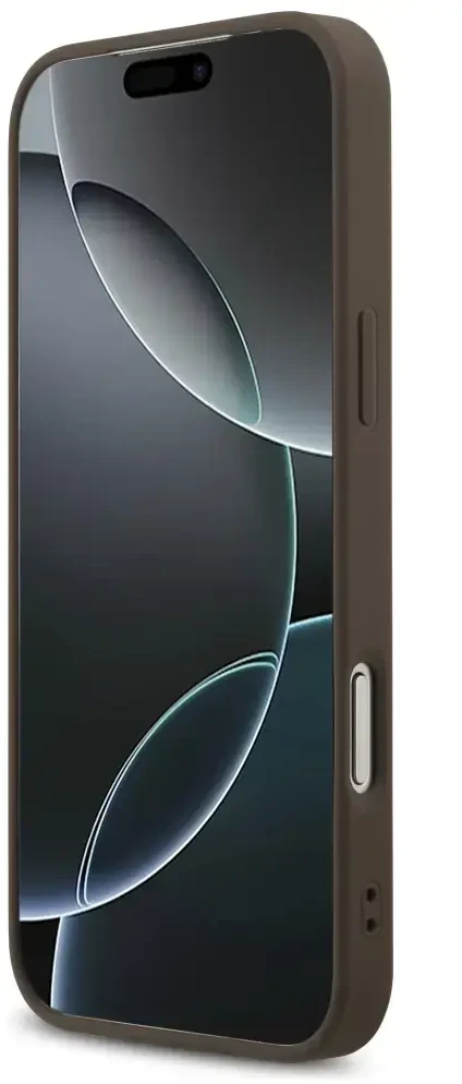 Dėklas Guess Leather 4G Triangle Strass MagSafe Case for iPhone 17 Pro Max / 18 Pro Max - Brown