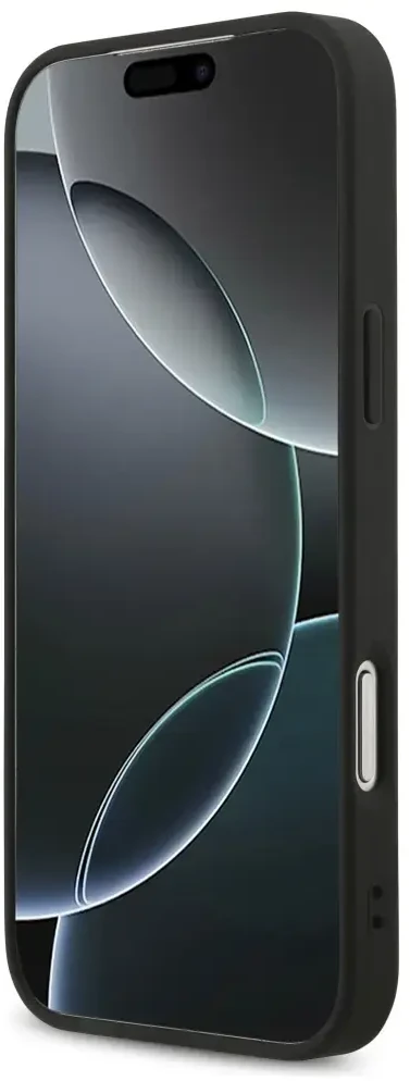 Dėklas Guess Leather 4G Triangle Strass MagSafe Case for iPhone 17 Pro Max / 18 Pro Max - Juodas