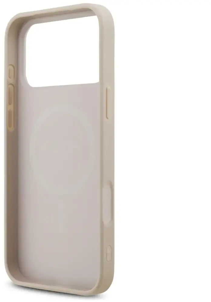 Dėklas Guess Leather 4G Triangle Strass MagSafe Case for iPhone 17 Pro Max / 18 Pro Max - Rožinė