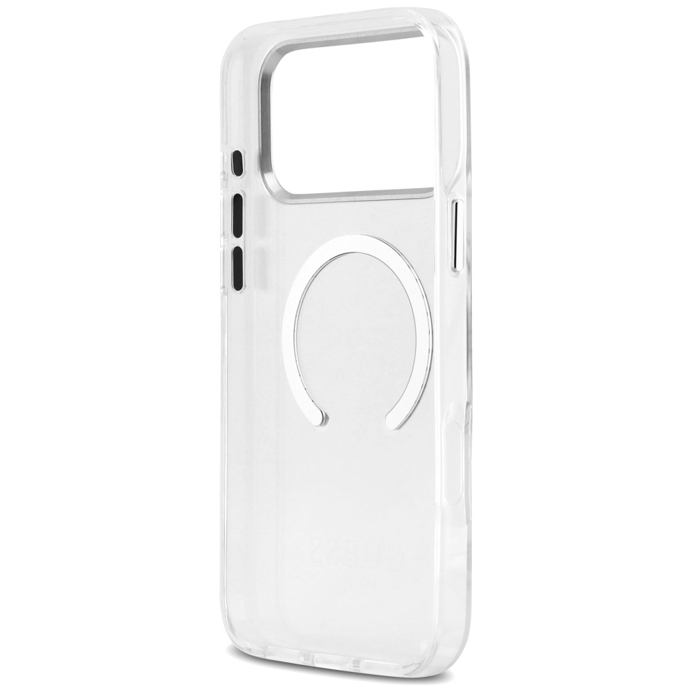 Guess Metal Outline MagSafe dėklas skirtas Apple iPhone 17 Pro Max sidabro spalvos
