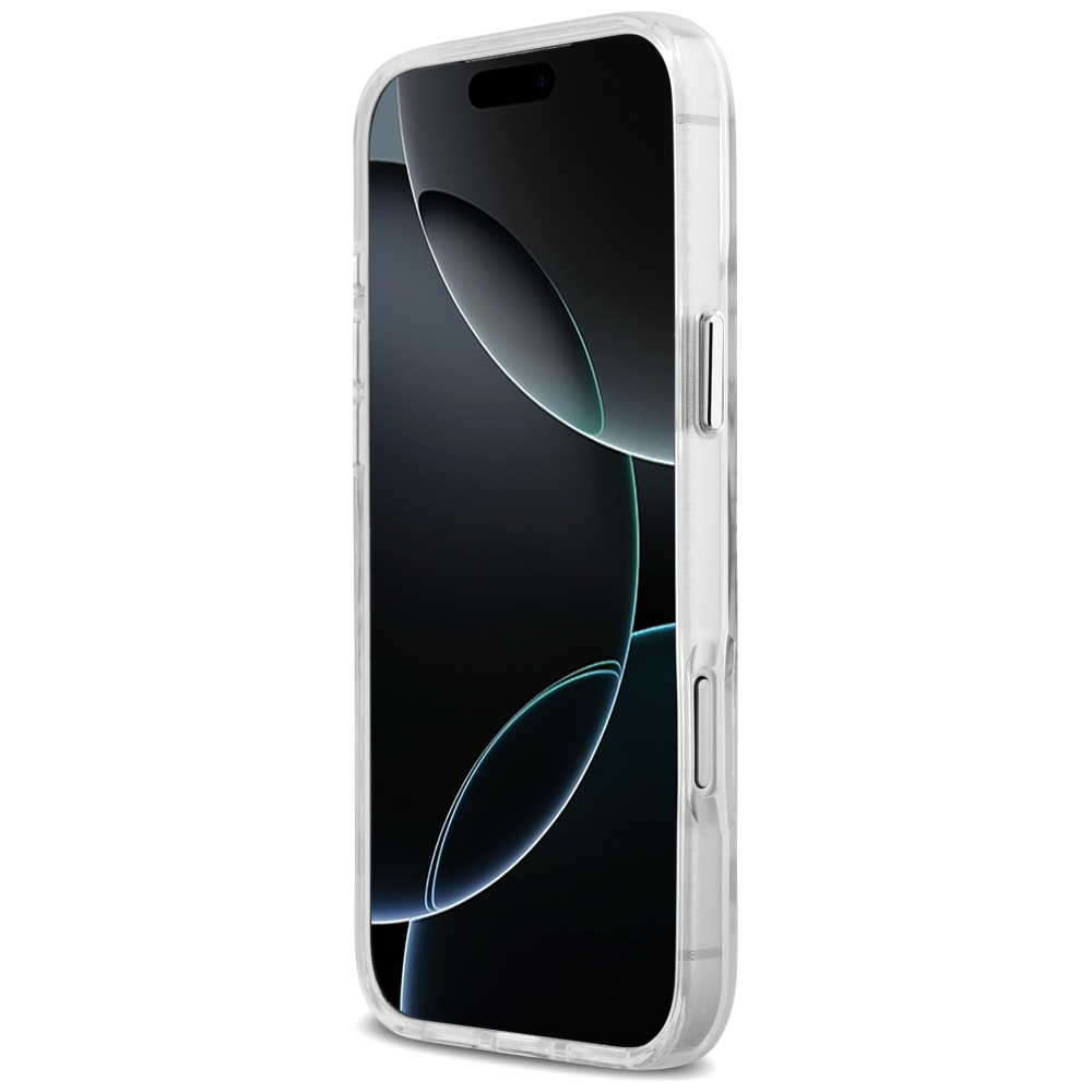 Guess Metal Outline MagSafe dėklas skirtas Apple iPhone 17 Pro Max sidabro spalvos