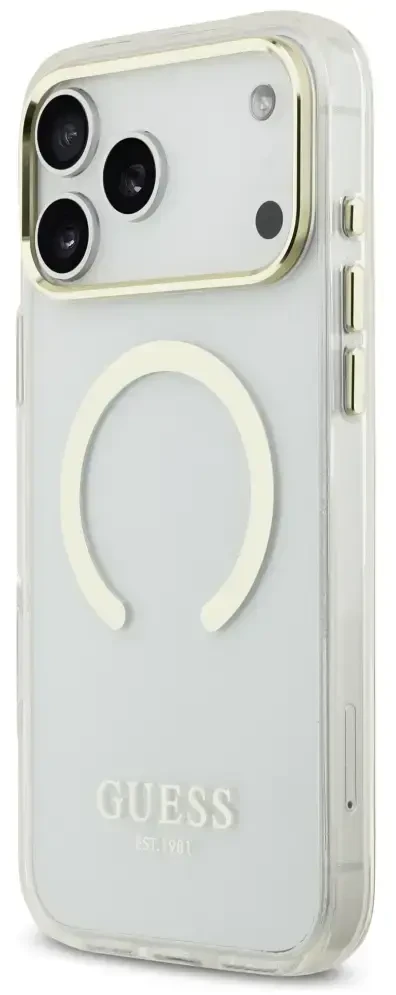 Dėklas Guess Metal Outline MagSafe Case for iPhone 17 Pro Max / 18 Pro Max - Gold