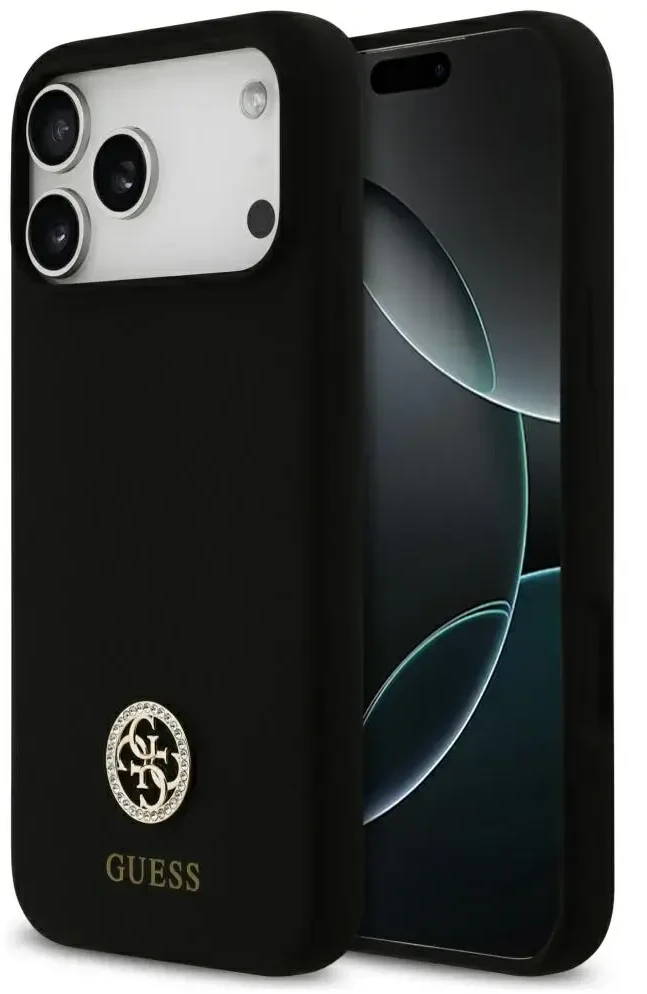 Guess Metal Outline MagSafe dėklas skirtas Apple iPhone 17 Pro Max sidabro spalvos