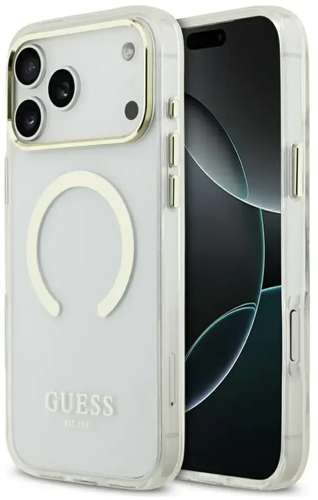 Dėklas Guess Metal Outline MagSafe Case for iPhone 17 Pro Max / 18 Pro Max - Gold